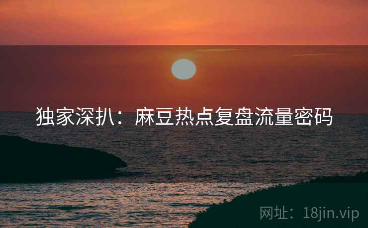 独家深扒：麻豆热点复盘流量密码
